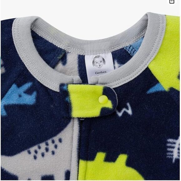 Gerber Baby & Toddler Blue Dinosaur Microfleece Sleepers2-Pack NWT 6-9 months - Picture 4 of 13